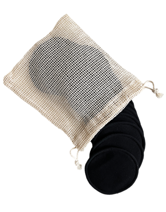 Black Reusable Facial Pads on white