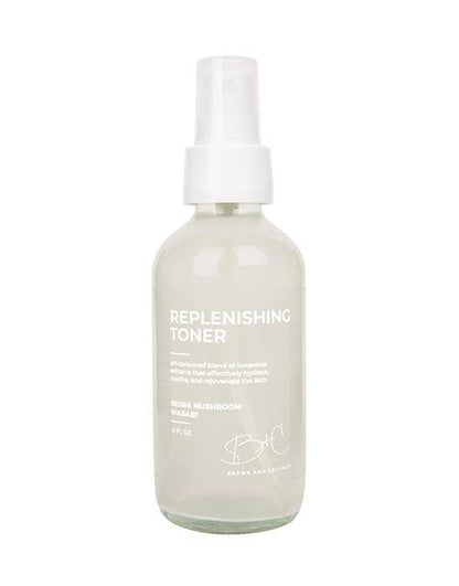 Brown and Coconut Replenishing Toner on white background