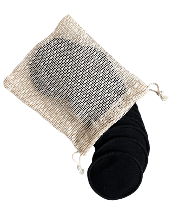 Black Reusable Facial Pads on white