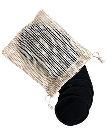 Black Reusable Facial Pads on white